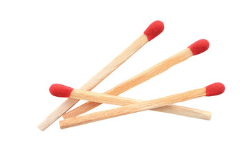 Close up of wood match stick on white background with clipping path.