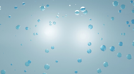 water drops on blue, water 3d background.