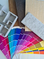 Color palette catalog with samples of designer paints