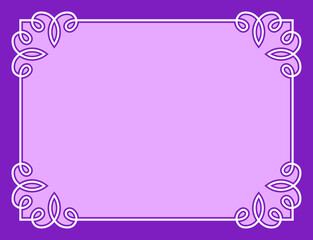 Vector border frame. Purple pink background, page or banner. Beautiful horizontal billboard, card, plaque, signboard, sticker or label