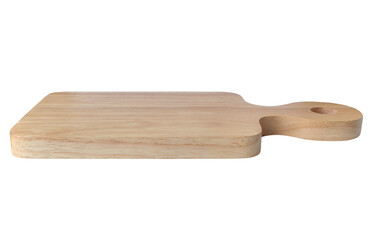 Empty cutting wooden board isolated on white background side view. clipping path.
