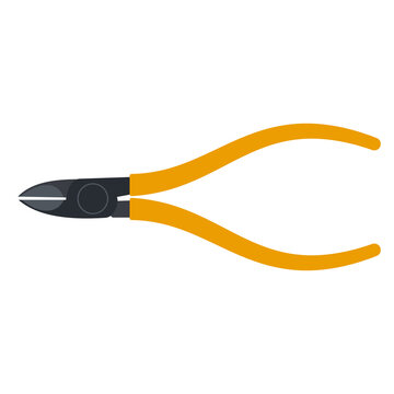 Wire cutters vector cartoon tool illustration isolated on a white background.