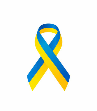 Ukrainian flag stripe ribbon on white background. Symbol of independence, freedom and unity. Vector illustration