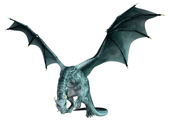 3D Rendering Fairy Tale Dragon on White