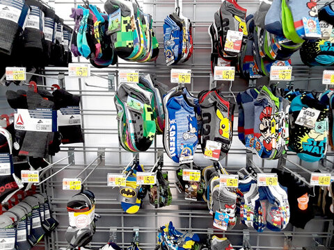 Young Boy's Sock Display.  March 27, 2022 - Walmart, North Windom, CT, United States