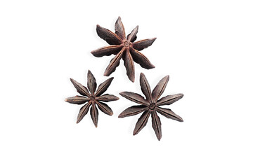 Star anise spice on white background with Clipping path.