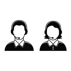Call Center Icon. Online help, consultation. Man end Women icon. Vector graphics isolated on white background. Vector EPS 10	