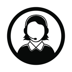 Call Center Icon. Online help, consultation. Women icon. Vector graphics isolated on white background. Vector EPS 10	