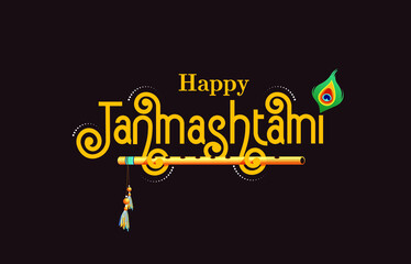 Janmashtami typography, lord Krishna  religious festival