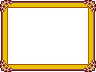 Vector brown red and yellow border frame. Rectangular horizontal sign, card, plaque, signboard, sticker or label