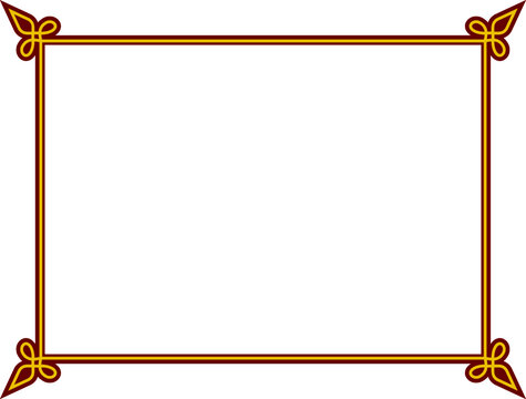 Vector brown red and yellow border frame. Rectangular horizontal sign, card, plaque, signboard, sticker or label