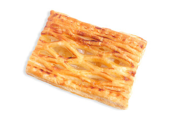 Delicious crispy pineapple pie on white background with clipping path.