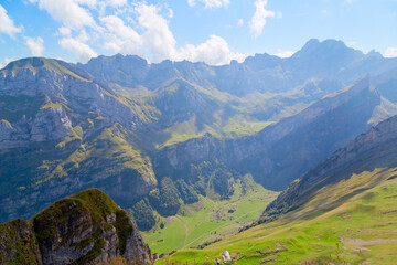 Panoramaaussicht im Alpstein, Alpen, Schweiz
