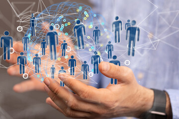 Global network. Blockchain. 3D illustration. Neural networks and artificial intelligence. Abstract