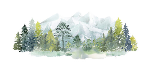 Watercolor forest illustration.