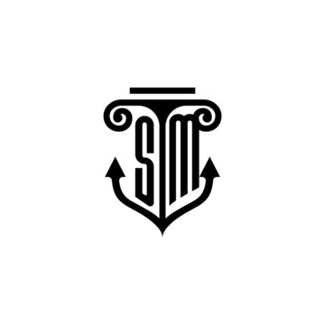 recommend clip art: SM pillar and anchor ocean initial logo concept