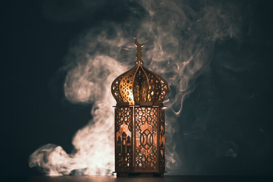 Festive greeting card for Muslim holy month Ramadan Kareem.