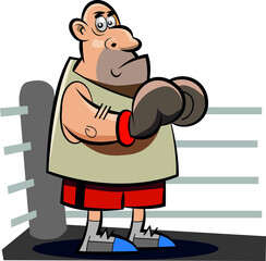 boxeador espera en su esquina en el ring
