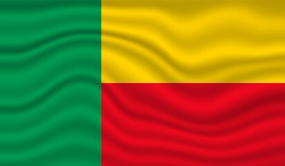Obraz premium Benin National Flag vector design. Benin flag 3D waving background vector illustration