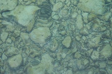 Top view of the bottom of a lake with rocks in Skaneateles, New York