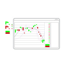 Digital crypto stock market bars in a browser window charts