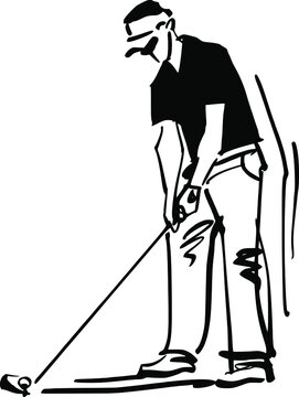 vector sketch illustration of a golfer wit golfer stick in hand