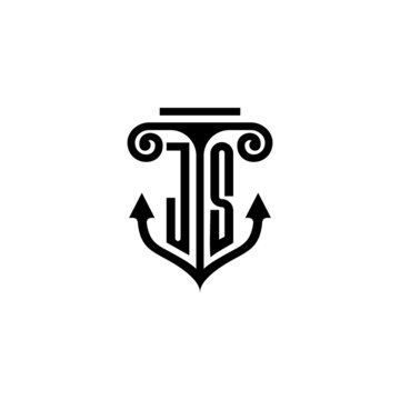JS pillar and anchor ocean initial logo concept
