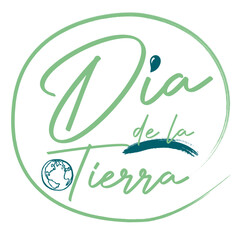 Obraz premium Día de la tierra, lettering Castellano, Caligrafía, logo. Save the planeta, Feliz día de la tierra