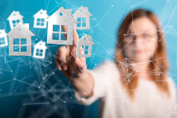 home choice Big data and artificial intelligence concept. Machine learning and cyber mind domination