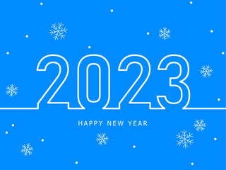 Happy new year 2023 vector illustration. Minimalistic design, trendy style, 2023 calendar. Black and white 2023 design.