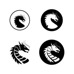 head dragon simple logo symbol icon illustration design vector