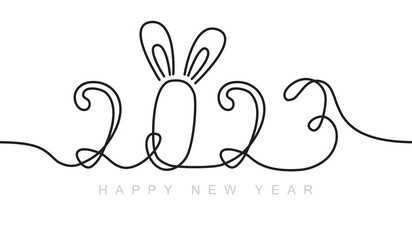 Greeting card design template with Chinese calligraphy for 2023 New Year of the rabbit. Lunar new year 2023. Zodiac sign for greetings card, invitation, posters, banners, calendar