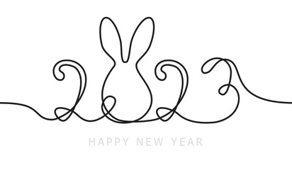 Greeting card design template with Chinese calligraphy for 2023 New Year of the rabbit. Lunar new year 2023. Zodiac sign for greetings card, invitation, posters, banners, calendar