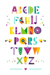 Creative handwriten font. Set of english alphabet. Unique design. Vector Illustration.