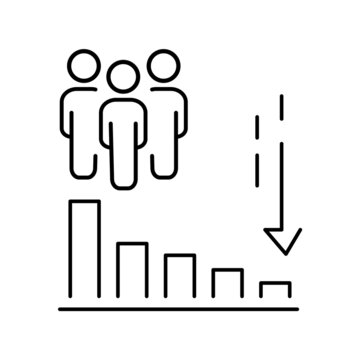 Loss bar chart. decline arrow isolated on white background. trend decline graph sign.
