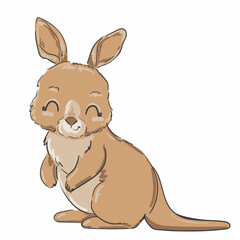Hand drawn Cute little kangaroo vector illustration