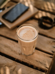 Coffee glass old wooden 