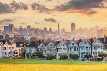 Poster Famous view of  downtown San Francisco at Alamo Square © f11photo
