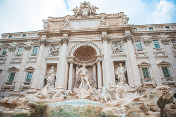 Fototapeta na wymiar Beautiful Fountain de Trevi in Rome, Italy - the most popular area in Rome