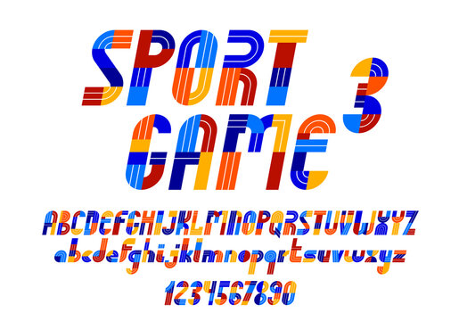 Sport geometric font vector letters alphabet, stylish retro geometric typeface design, easey to use for logo creation.