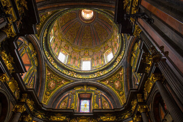 Fototapeta na wymiar Dome of church of Saint Andrew the Apostle in Madrid, Spain.