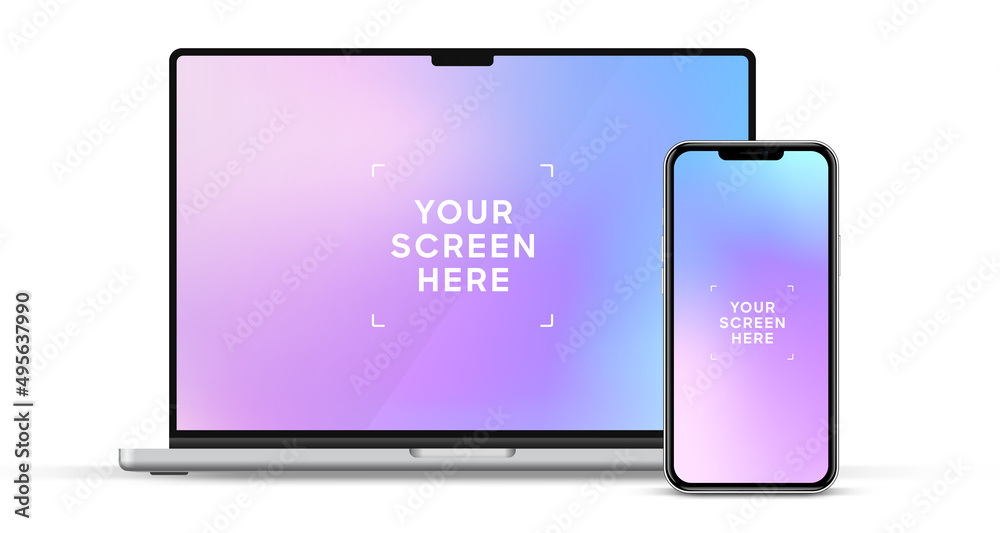 Fototapete modern laptop mockup front view, isolated on white background. notebook mockup for ui ux app and web