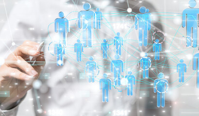 Global network. Blockchain. 3D illustration. Neural networks and artificial intelligence. Abstract