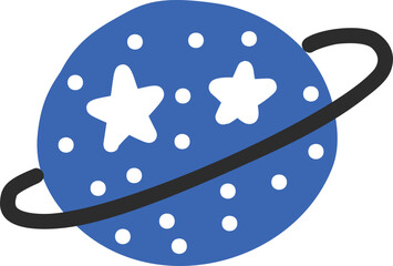 Planet decorative blue illustration with stars