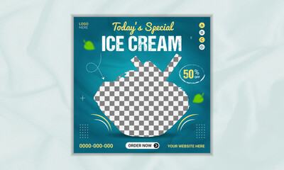 Special delicious yummy ice cream social media banner post design template