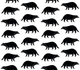 Vector seamless pattern of hand drawn doodle sketch black badger isolated on white background