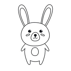 Vector flat outline bunny rabbit isolated on white background