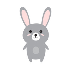 Vector flat cartoon bunny rabbit isolated on white background