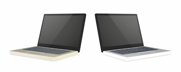 Fototapeta na wymiar 3d realistic laptop with blank screen on light background. Vector illustration