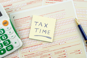 text tax time on australian tax form. accounting concept